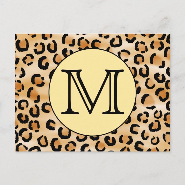 Personalisiertes Monogram Leopard Druckmuster. Postkarte (Vorderseite)