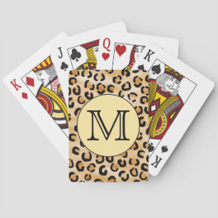 Personalisiertes Monogram Leopard Druckmuster. Spielkarten