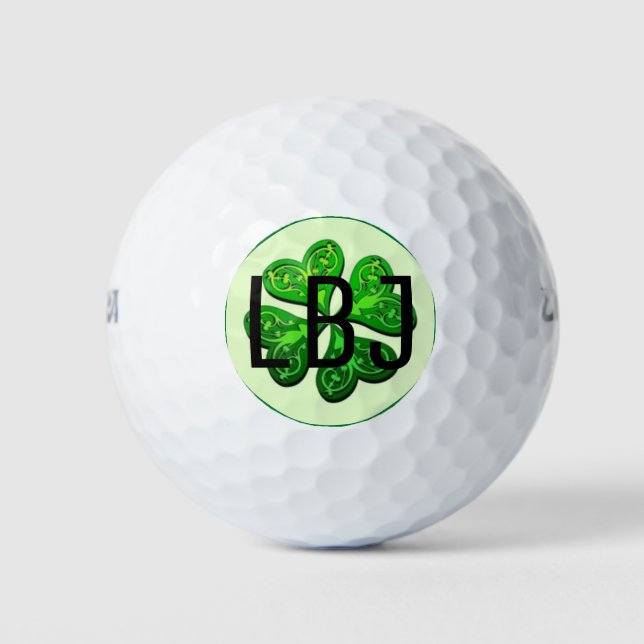 Personalisiertes Monogram Lucky 4 Leaf Kleber Gesc Golfball (Vorderseite)