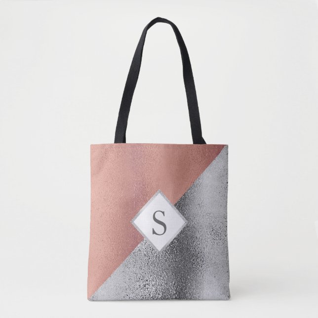 Personalisiertes Monogram Metallic Rose Gold Silve (Vorderseite)