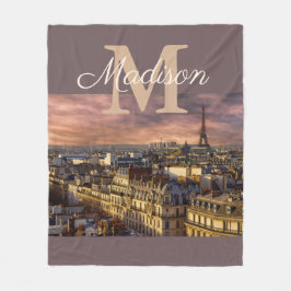 Personalisiertes Monogram Paris Eiffelturm Fleecedecke