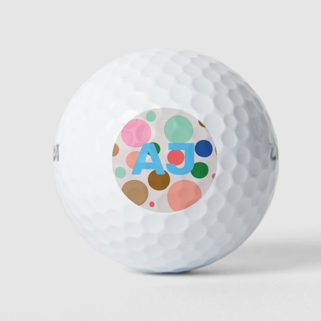 Personalisiertes Monogram Polka Dot Muster Golfball (Vorderseite)