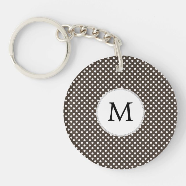 Personalisiertes Monogram Polka Dots Muster in Bra Schlüsselanhänger (Vorderseite)