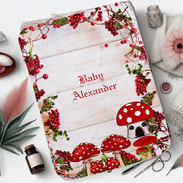 Personalisiertes Monogram Red Berry Garden Toadsto Babydecke