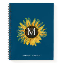 Personalisiertes Monogram Rustic Sunflower Noteboo