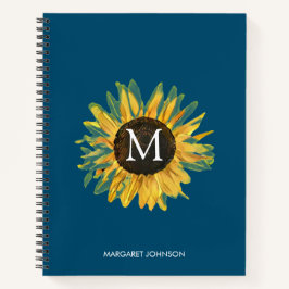 Personalisiertes Monogram Rustic Sunflower Noteboo Notizbuch