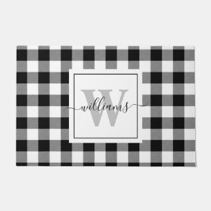 Personalisiertes Monogram Script Black Buffalo Kar Fußmatte