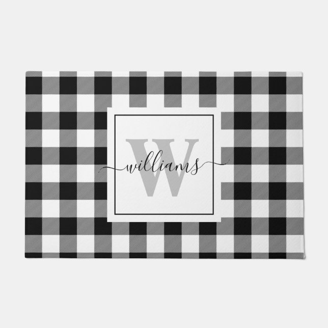 Personalisiertes Monogram Script Black Buffalo Kar Fußmatte (Vorderseite)