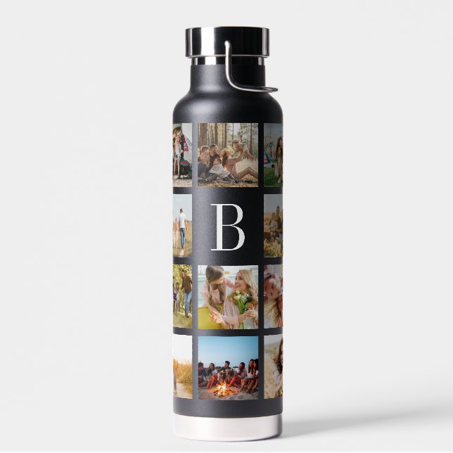 Personalisiertes Monogramm 19-Foto-Collage Trinkflasche (Links)