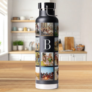 Personalisiertes Monogramm 19-Foto-Collage Trinkflasche