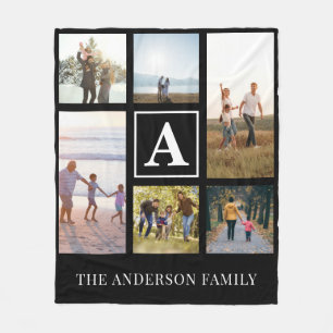 Personalisiertes Monogramm 6 FotoCollage Fleecedecke