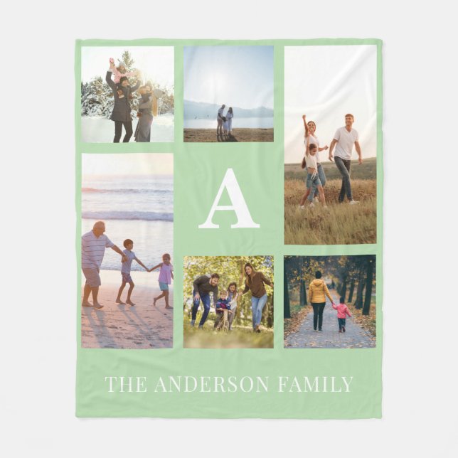 Personalisiertes Monogramm 6 FotoCollage Fleecedecke (Vorderseite)