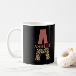 Personalisiertes Monogramm A Pink Leopard Kaffeetasse