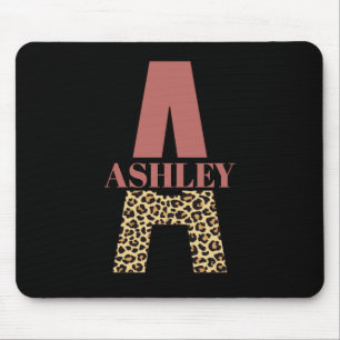 Personalisiertes Monogramm A Pink Leopard Mousepad
