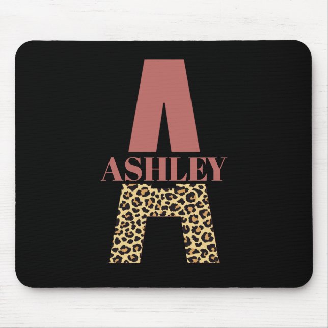 Personalisiertes Monogramm A Pink Leopard Mousepad (Vorne)