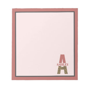Personalisiertes Monogramm A Pink Leopard Notizblock