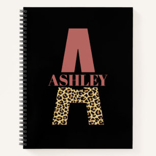 Personalisiertes Monogramm A Pink Leopard Notizbuch