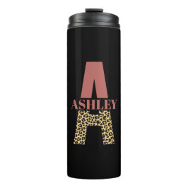 Personalisiertes Monogramm A Pink Leopard Thermosbecher