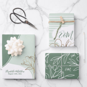 Personalisiertes Monogramm Abstrakter Blumenzauber Geschenkpapier Set