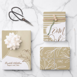 Personalisiertes Monogramm Abstrakter Blumenzauber Geschenkpapier Set