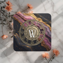 Personalisiertes Monogramm Achat Rosa Rustikaler M