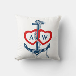 Personalisiertes Monogramm Anchor Nautical throw K Kissen