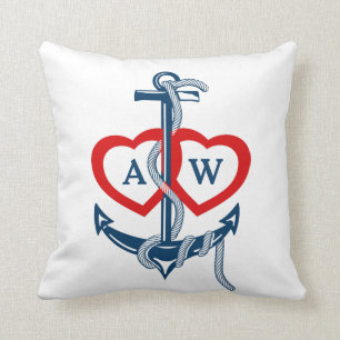 Personalisiertes Monogramm Anchor Nautical throw K Kissen