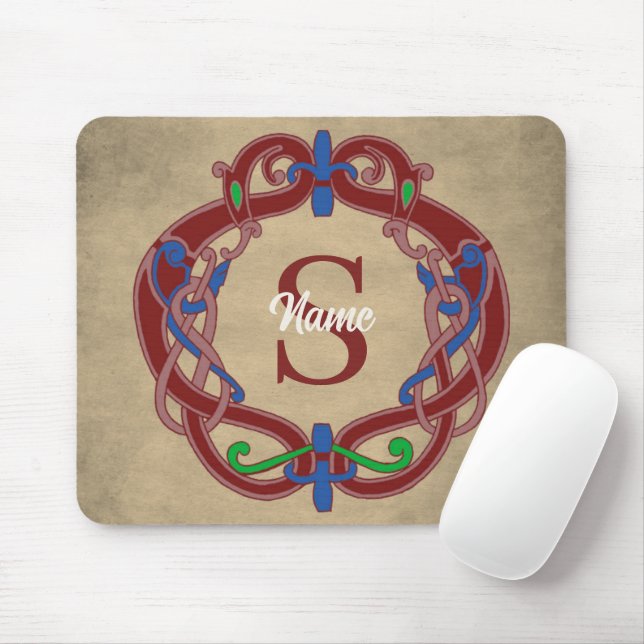 Personalisiertes Monogramm Anfangs Celtic Design Mousepad (Mit Mouse)
