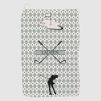 Personalisiertes Monogramm Argyle Benutzerdefinier Golfhandtuch