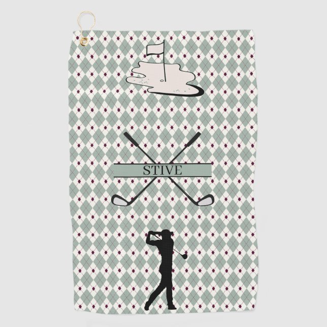 Personalisiertes Monogramm Argyle Benutzerdefinier Golfhandtuch (Vorderseite)