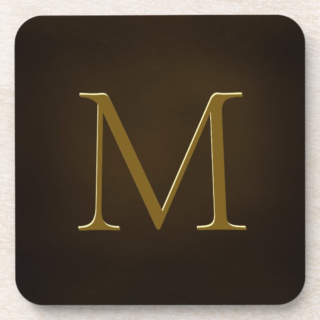 Personalisiertes Monogramm aus antikem Gold Getränkeuntersetzer (Vorderseite)