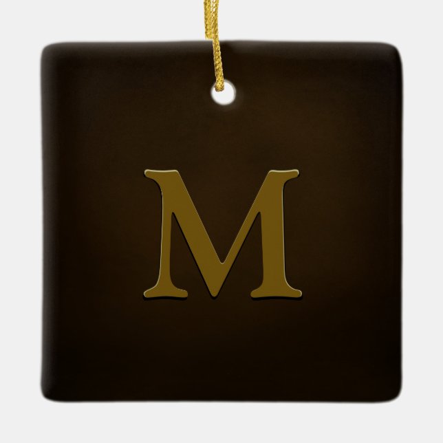 Personalisiertes Monogramm aus antikem Gold Keramikornament (Vorderseite)