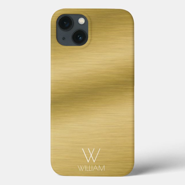 Personalisiertes Monogramm aus gebürstetem Gold Case-Mate iPhone Hülle (Rückseite)