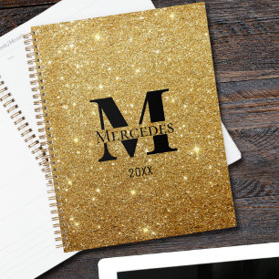 Personalisiertes Monogramm aus Schwarz und Gold-Gl Planer