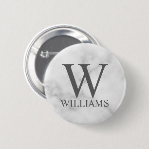 Personalisiertes Monogramm aus weißem Marmor und  Button