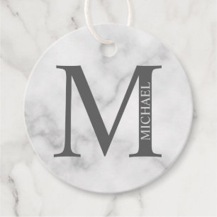 Personalisiertes Monogramm aus weißem Marmor und N Geschenkanhänger