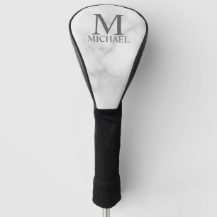 Personalisiertes Monogramm aus weißem Marmor und N Golf Headcover