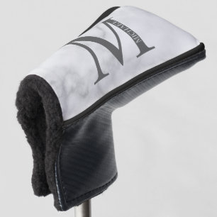 Personalisiertes Monogramm aus weißem Marmor und N Golf Headcover
