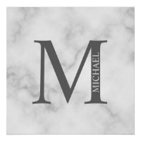 Personalisiertes Monogramm aus weißem Marmor und N