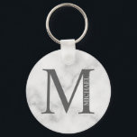 Personalisiertes Monogramm aus weißem Marmor und N Schlüsselanhänger<br><div class="desc">Personalisiert Monogram und Name Gift bieten personalisierte Monogramm und Namen im klassischen Serif-Schriftart-Stil. Perfekt als väterliche Tagesgeschenke für Papa,  Geschenke für Trauzeugen und für alle besondere Anlass. Bitte beachten Sie: Die Marmordetails werden im Kunstwerk simuliert. Bei der Herstellung dieses Produktes wird kein Marmor verwendet</div>