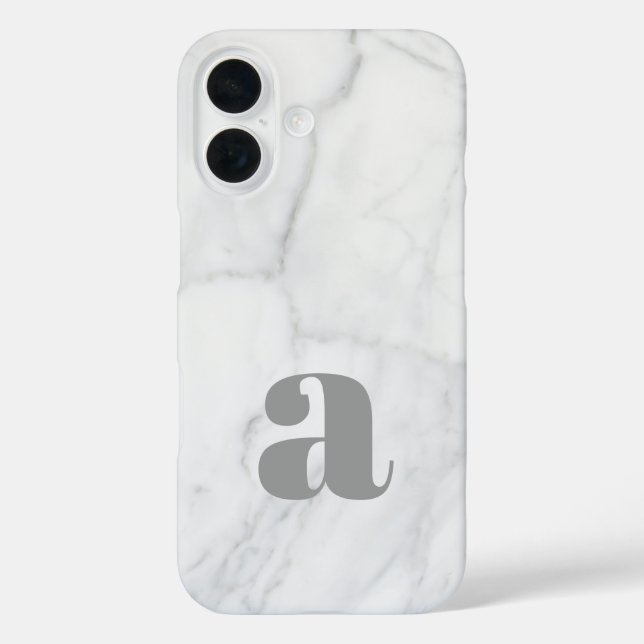Personalisiertes Monogramm aus weißem und grauem M Case-Mate iPhone Hülle (Rückseite)