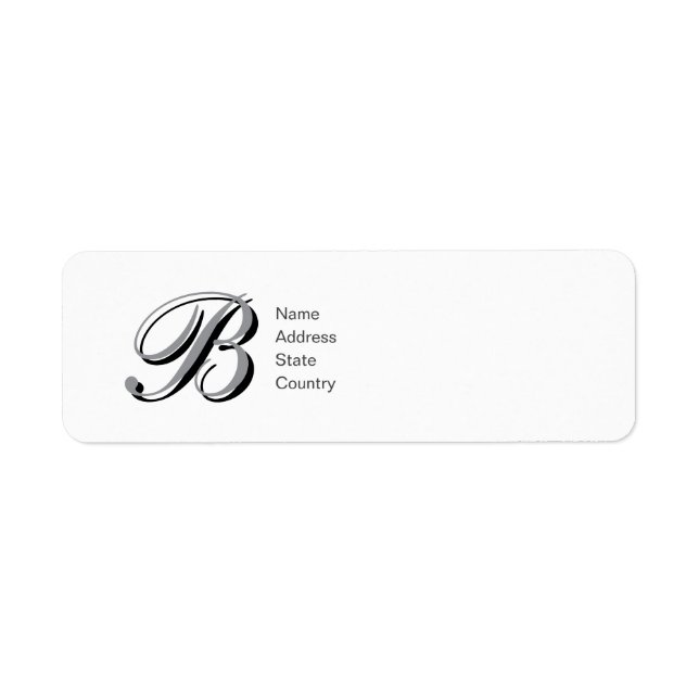 Personalisiertes Monogramm B Script Rücksendeetike (Vorne)