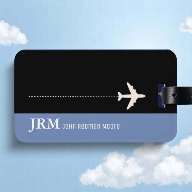 Personalisiertes Monogramm Blau / Flugzeug Gepäckanhänger (Von Creator hochgeladen)