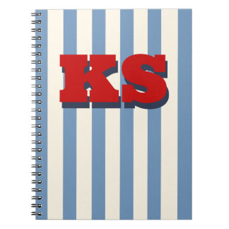 Personalisiertes Monogramm Blau gestreift, individ Notizblock