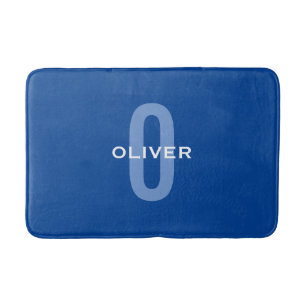 Personalisiertes Monogramm Blau Weiß Name Badematte