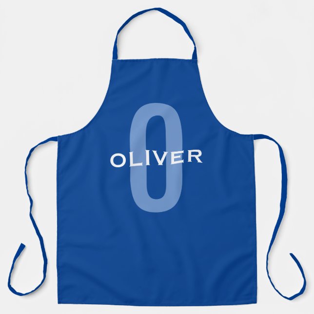 Personalisiertes Monogramm Blau Weiß Name Schürze (Vorderseite)