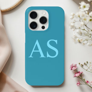 Personalisiertes Monogramm Blue Initial Phone Case iPhone 15 Pro Hülle