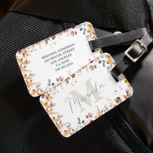Personalisiertes Monogramm Blumen Gepäckanhänger
