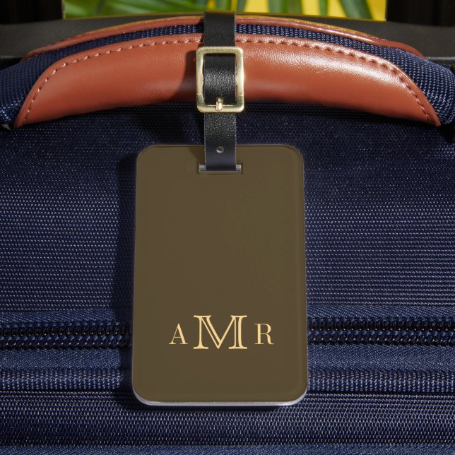 Personalisiertes Monogramm braun Gepäckanhänger (Vorderseite Insitu 2)