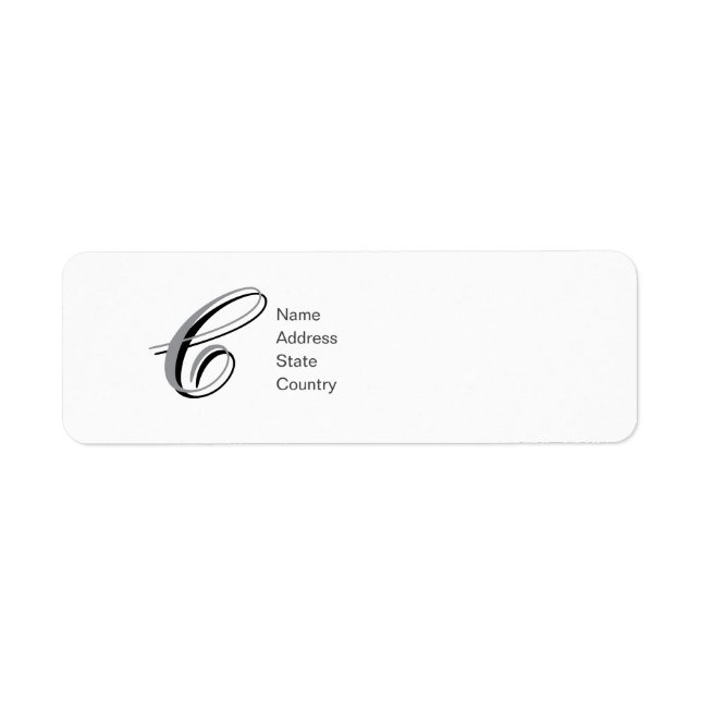 Personalisiertes Monogramm C Script Rücksendeetike (Vorne)